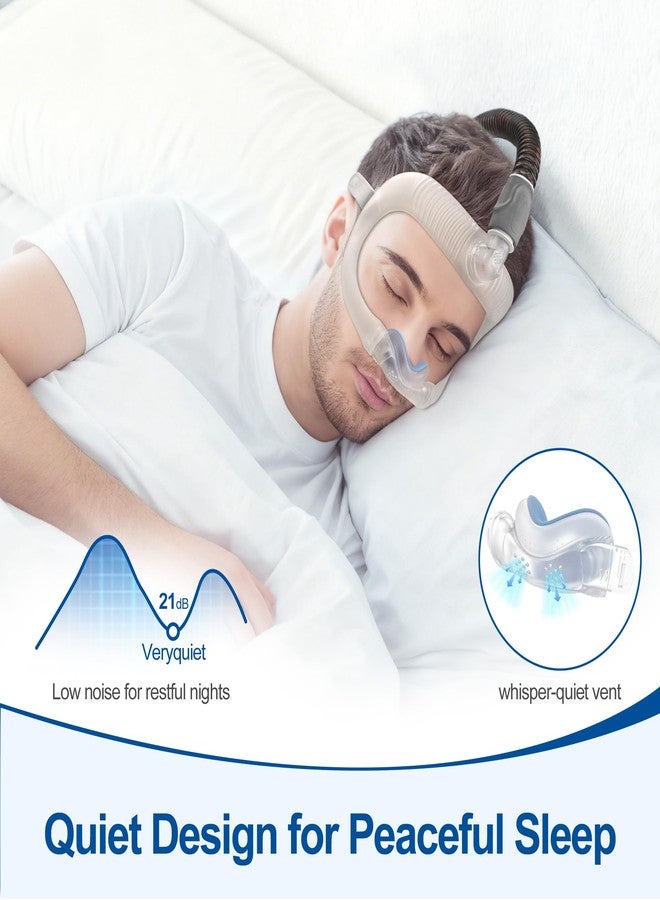 MEDICOLOR Upgraded Set for Airtouch N30i & Airfit N30i, with 2 Nasal Pillow Cushion (Fleece & Fabric), Frame & Elbow, Secure Seal Mask for Warm & Quiet Sleep, Easy to Use CPAP Supplies, No Headgear, Blue-Medium - Image 5